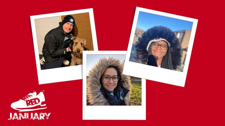 Red January team selfies collage