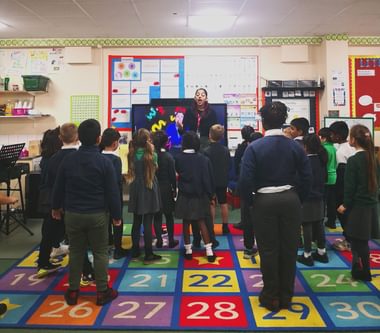 A group of students singing