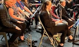 Group of students and musicians