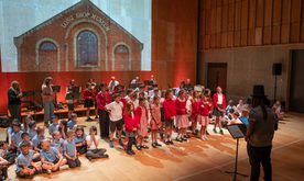 Large scale orchestral performance with primary schools