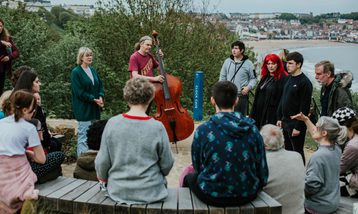 Workshop participants in South Cliff Gardens, Scarborough