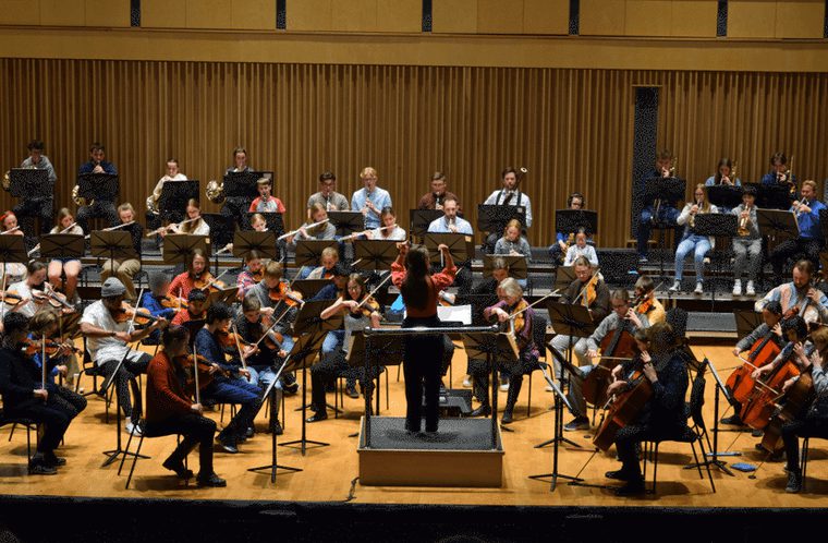 Large orchestra on stage